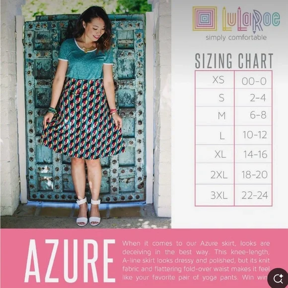 LuLaRoe XS Patchwork Azure Skirt - Picture 5 of 5